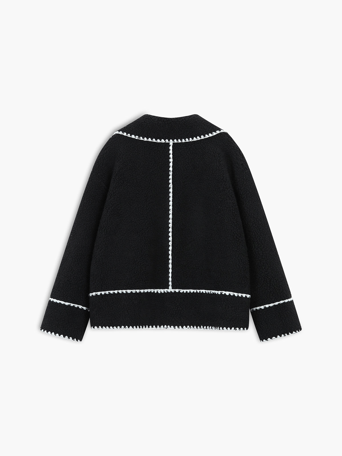 Embroidered Trim Fleece Kimono Jacket