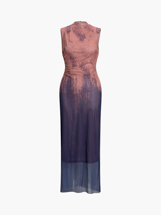 Tie-Dye Sleeveless Long Dress