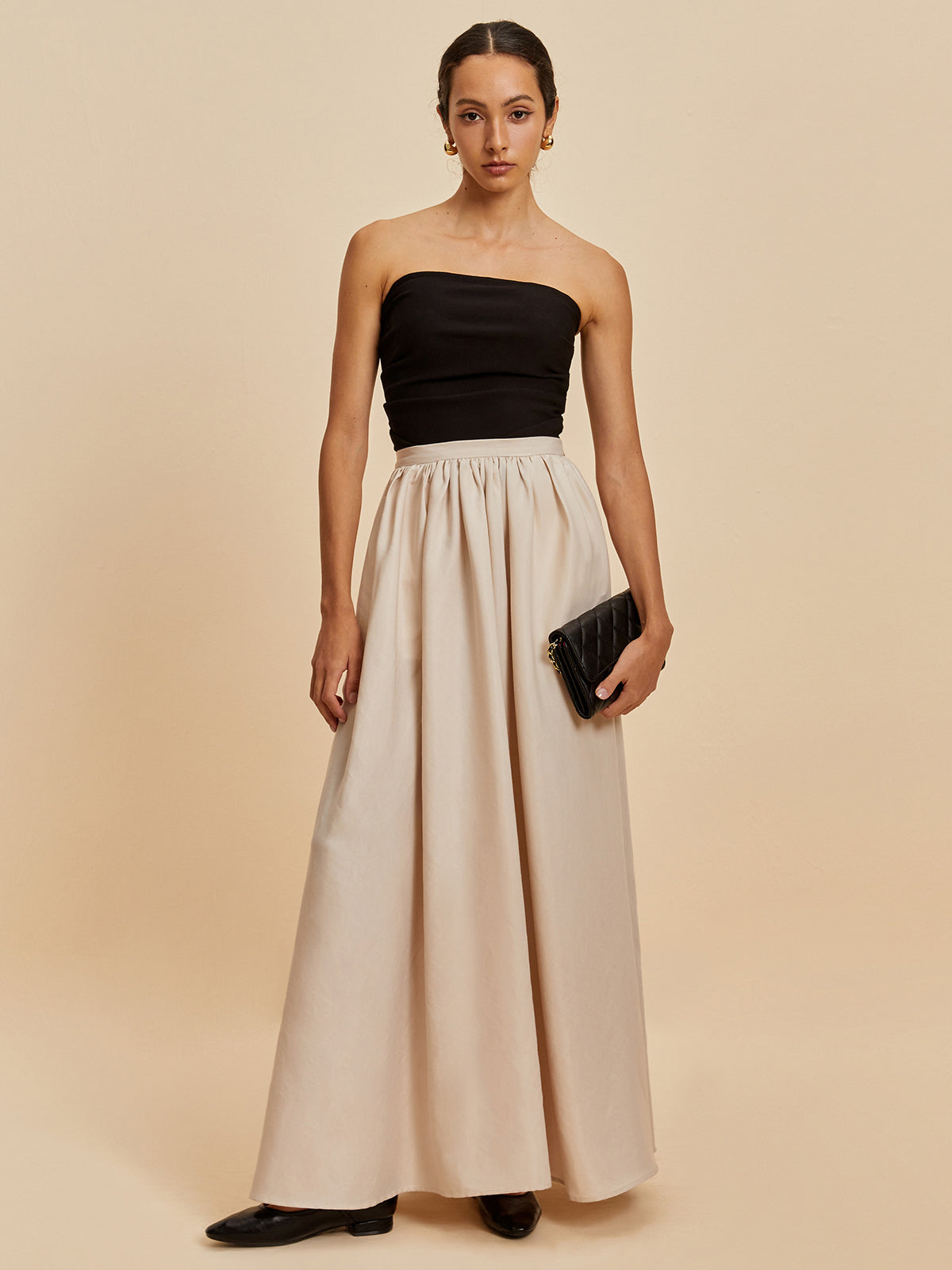 Pleated Off-Shoulder Tank Top